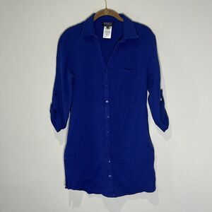 Miraclesuit Talbots Cover Up Women’s Small Blue Crinkle Gauze Beach Tunic Shirt